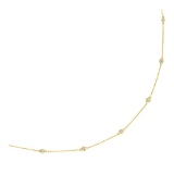 14k Gold Round .24ct Diamonds Stations Necklace