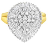 10k Gold 1.00ct Diamond Pear Shaped Cluster Ring