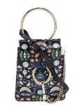 Chloe Blk Lthr Chain-link Flap & Snap Top Hdl Bag