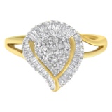 10k Gold .50ct Diamond Cluster Pear Motif Ring