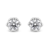14k Wgold Round .54ct Diamond Crown Stud Earrings