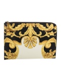 Versace Gold Leather Printed Gold-tone Hdw Clutch