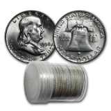 1958-d Franklin Half Dollar 20-coin Roll Bu