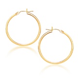 14k Gold Polished Hoop Earrings 25mm