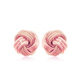 14k Rose Gold Ridge Texture Love Knot Earrings