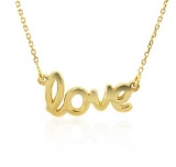 14k Gold Script Love Necklace