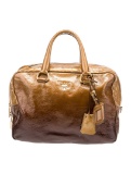 Prada Bauletto Brown Vernice Leather Top Hdl Bag
