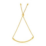 14k Gold Smooth Curved Bar & Lariat Style Bracelet