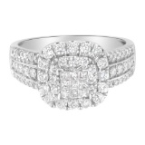 14k Gold .97ct Diamond Square Cluster Ring