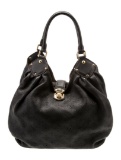 Louis Vuitton Large Blk Mahina Lthr Lasercut Hobo