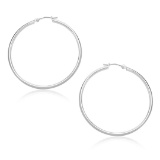 10k White Gold Polished Hoop Earrings 30mm