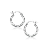 10k White Gold Polished Hoop Earrings 15mm