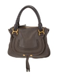 Chloe Brown Leather Gold-tone Hdw Zip Top Hdl Bag