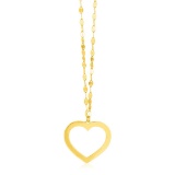 14k Gold Necklace With Reversible Heart Pendant