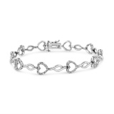 Elegant .25ct Diamond Heart & Leaf Link Bracelet