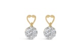 14k Gold Round 1.14ct Diamond Heart Earrings