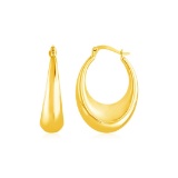 14k Gold Polished Puffed Hoop Earrings