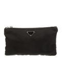 Prada Nero Tessuto Silver-tone Hardware Zip Clutch