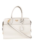 Prada Neut Saffiano Lux Leather Zip Top Hdl Bag