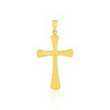 14k Gold Beaded Textured Cross Pendant