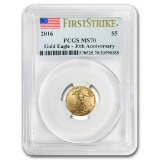 2016 1/10oz American Gold Eagle Ms70 Firststrike