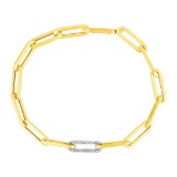 14k Gold Round .31ct Diamond Paperclip Bracelet