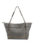Salvatore Ferragamo Grey Leather Zip Cls Shldr Bag