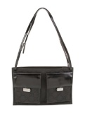 Gucci Gg Patent Leather Black Nylon Shoulder Bag