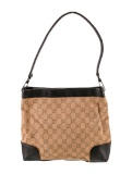 Gucci Vintage Gg Brown Canvas Snap Shoulder Bag