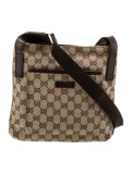 Gucci Gg Neut Canvas Gunmetal Hdw Zip Msgr Bag