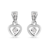 14k Gold .16ct Diamond Dangle Heart Stud Earrings