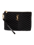 Saint Laurent Blue Leather Zip Cls Evening Bag