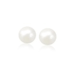 14k Gold Cultured White Pearl Stud Earrings 8.0 Mm