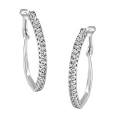10k White Gold Round 1.00ct Diamond Hoop Earrings