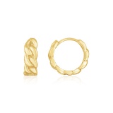 14k Gold Thick Curb Chain Huggie Hoop Earrings