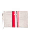 Longchamp Pink Leather Colorblock Zip Cls Clutch