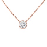 14k Gold-pl Round .33ct Diamond Solitaire Necklace