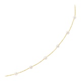14k Gold White Pearls Stations Necklace
