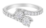 10k Wgold Round 1.00ct Diamond Bypass Ring