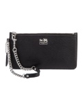 Coach Black Leather Chain-link Zip Cls Clutch