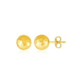 14k Gold Faceted Texture Ball Earrings