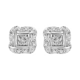 Round .04ct Diamond Square Stud Earrings