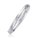 14k White Gold Classic Floral Carved Bangle
