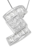 14k White Gold 1.40ct Diamond Zig Zag Necklace