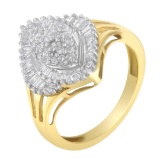 10k Gold .55ct Diamond Halo Marquise Motif Ring