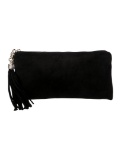 Gucci Black Suede Tassel & Chain-link Zip Clutch