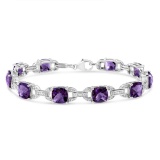 Gorgeous 14.55ct Amethyst & Diamond Link Bracelet