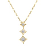10k Gold Princess 1.22ct Diamond 3-stone Necklace
