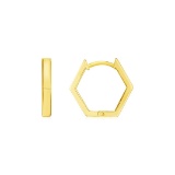 14k Gold Hexagon Huggie Hoops Earrings