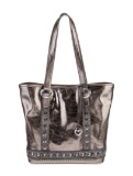 Brighton Brown Patent Leather Colorblock Zip Tote